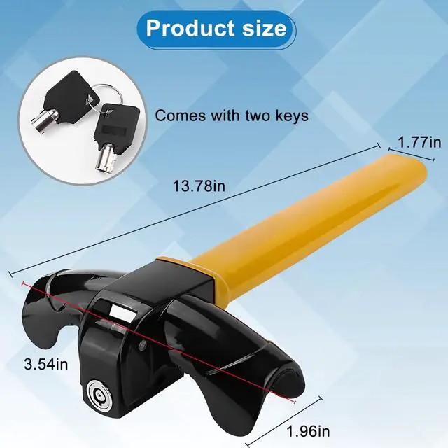 Alt view image 2 of 6 - Car Steering Wheel Lock, Anti Theft Vehicle Rotary Steering Wheel Cylinder Security Locking Device with 2 Keys, Heavy Duty Automotive Travel Accessories, Universal for SUV RV Truck