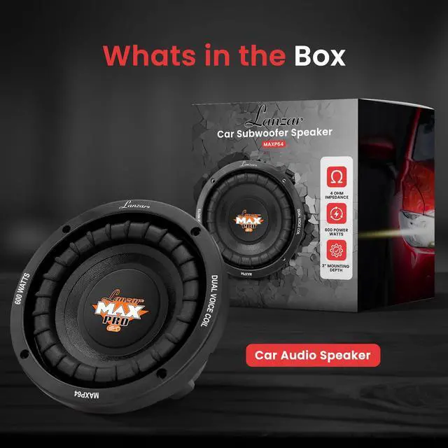 Alt view image 5 of 7 - Lanzar 6.5 Car Subwoofer Speaker - Black Non-Pressed Paper Cone, Aluminum Voice Coil, 4 Ohm Impedance, 600 Watt Power and Foam Edge Suspension for Vehicle Audio Stereo Sound System - MAXP64