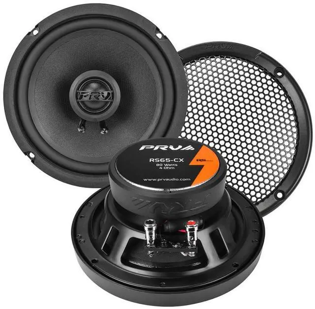 Main image of 6.5 Inch 2-Way Car Coaxial Speakers 160 Watts per Pair 4 Ohm RS65-CX, Premium Speaker Built-in Neodymium Tweeters with Grill Included - Great for Car Stereo Sound System (Pair)