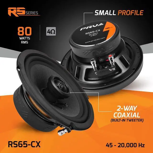 Alt view image 6 of 7 - 6.5 Inch 2-Way Car Coaxial Speakers 160 Watts per Pair 4 Ohm RS65-CX, Premium Speaker Built-in Neodymium Tweeters with Grill Included - Great for Car Stereo Sound System (Pair)