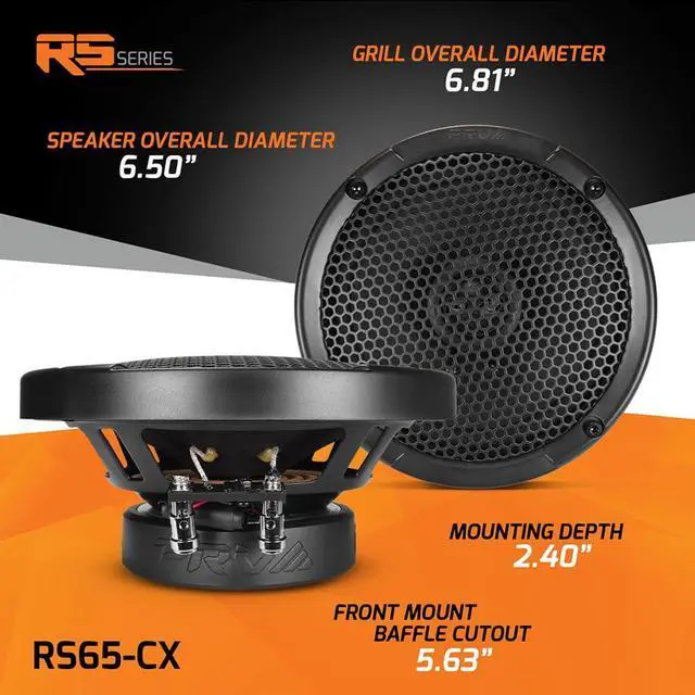 Alt view image 7 of 7 - 6.5 Inch 2-Way Car Coaxial Speakers 160 Watts per Pair 4 Ohm RS65-CX, Premium Speaker Built-in Neodymium Tweeters with Grill Included - Great for Car Stereo Sound System (Pair)