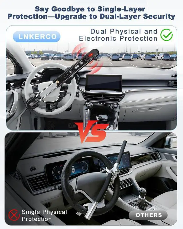 Alt view image 6 of 7 - Car Steering Wheel Lock with 113dB Loud Alarm, 2 Keys + Wireless Remote Anti-Theft, Universal Fit for Cars, SUVs, Trucks, Anti-Pry Anti-Saw Vehicle Security Device