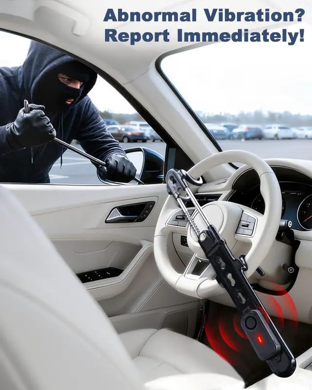 Alt view image 7 of 7 - Car Steering Wheel Lock with 113dB Loud Alarm, 2 Keys + Wireless Remote Anti-Theft, Universal Fit for Cars, SUVs, Trucks, Anti-Pry Anti-Saw Vehicle Security Device