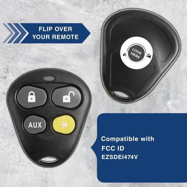 Alt view image 6 of 7 - Keyless Entry Remote Starter Car Key Fob Alarm for Aftermarket Viper Automate EZSDEI474V 474V (Pack of 2)