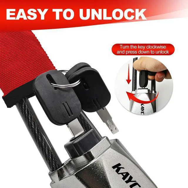 Alt view image 7 of 7 - Car Steering Wheel Lock, Seat Belt Lock, Car Locks Anti-Theft Device with Aluminum Alloy Lock Housing, Max 17 Inch Length, High Visibility and Light-Weight, Universal Fit, 3Keys(Red)