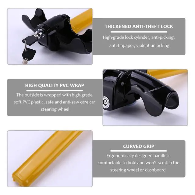 Alt view image 3 of 6 - Car Steering Wheel Lock, Anti-Theft Security Rotary Steering Wheel Lock with 2 Keys, Universal Heavy Duty Steering Wheel Locking Device for Truck Van SUV, Car Accessories