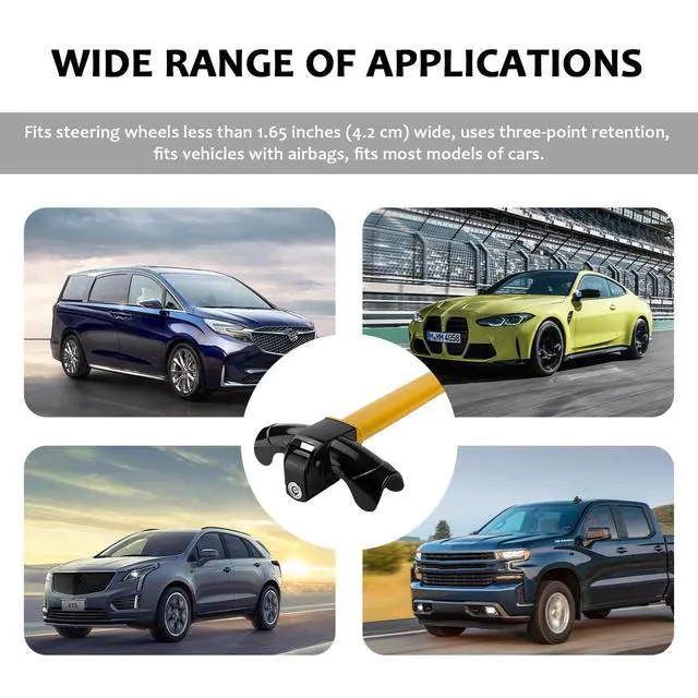 Alt view image 6 of 6 - Car Steering Wheel Lock, Anti-Theft Security Rotary Steering Wheel Lock with 2 Keys, Universal Heavy Duty Steering Wheel Locking Device for Truck Van SUV, Car Accessories