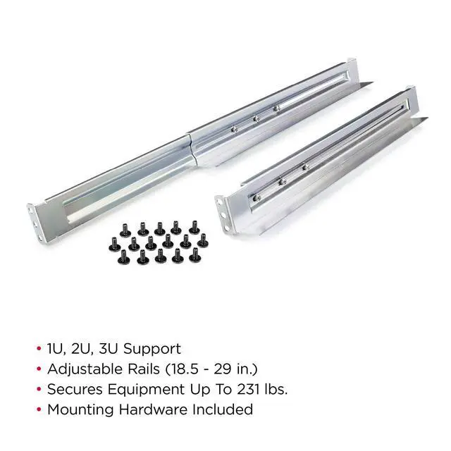 Alt view image 2 of 4 - 4POSTRAIL 4-Post Universal Rack Mount Rail Kit, Silver