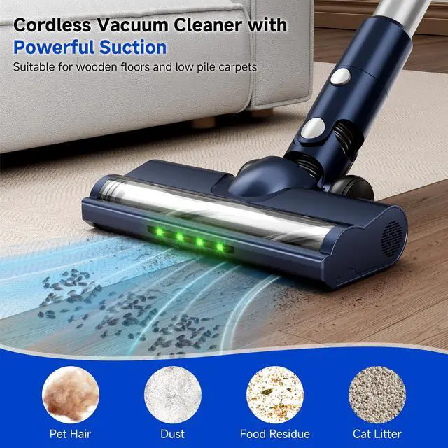 Alt view image 4 of 6 - Cordless Vacuum Cleaner, Powerful Suction Vacuum Cleaners for Home, 6-in-1 Stick Vacuum for Carpet Hardwood