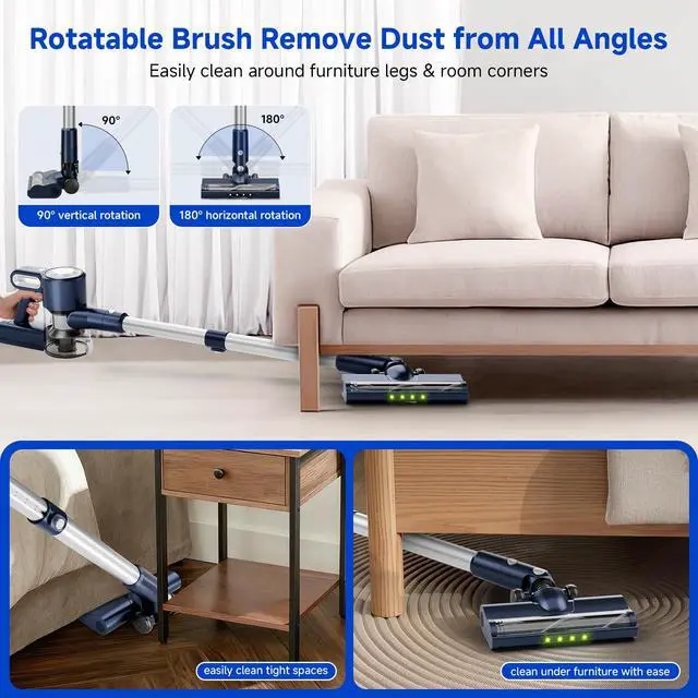 Alt view image 3 of 6 - Cordless Vacuum Cleaner, Powerful Suction Vacuum Cleaners for Home, 6-in-1 Stick Vacuum for Carpet Hardwood