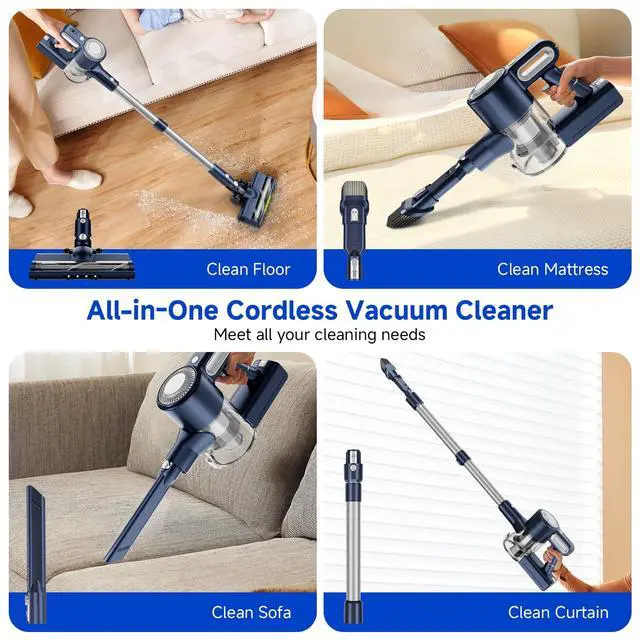 Alt view image 6 of 6 - Cordless Vacuum Cleaner, Powerful Suction Vacuum Cleaners for Home, 6-in-1 Stick Vacuum for Carpet Hardwood