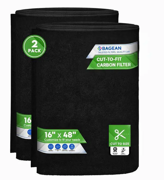 Main image of Cut to Fit Activated Carbon Filter Sheet 16 x 48 - Activated Carbon Air Filter for Air Purifiers Window AC Air Vent And More - Charcoal Filters Remove Odors & Freshens the Air (2-Pack)