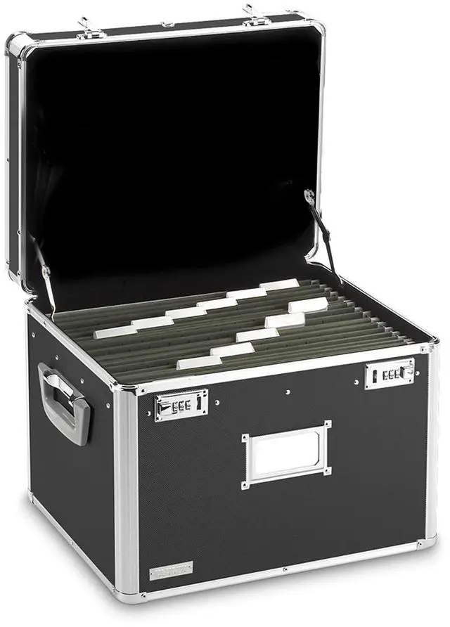 Main image of Portable File Box - 17.5 x 14 x 12.5 Inch Legal/Letter Size Storage Box with Dual-Combination Locking for Document Filing and Organization,Black