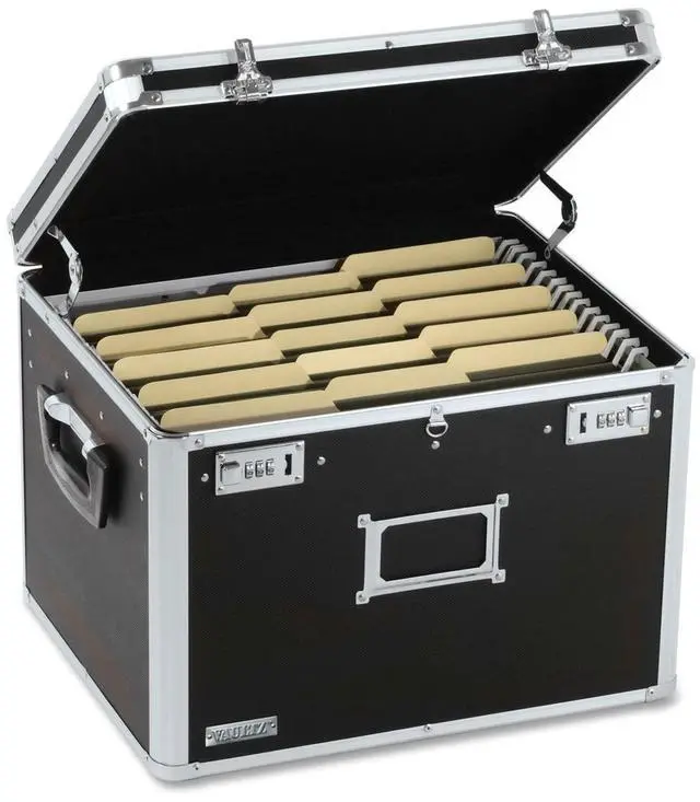 Alt view image 4 of 5 - Portable File Box - 17.5 x 14 x 12.5 Inch Legal/Letter Size Storage Box with Dual-Combination Locking for Document Filing and Organization,Black