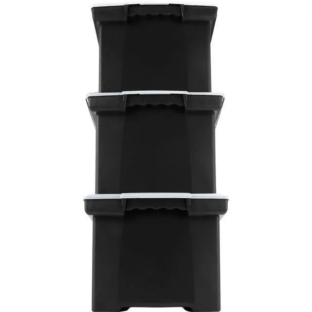 Alt view image 5 of 5 - Plastic File Tote Storage Box with Snap-On Lid, Letter/Legal Size, Black/Silver (61528U01C)