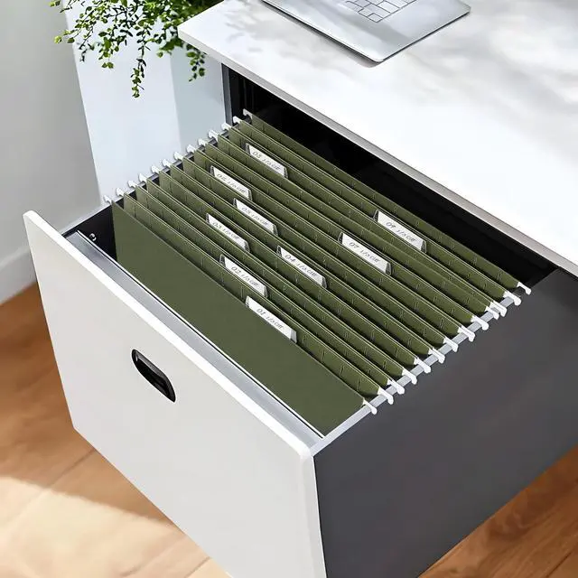 Alt view image 7 of 7 - Hanging File Folders Legal Size,25 Pack Reinforced Hang Folders, Adjustable 1/5-Cut Tabs, Designed for Bulky Files, Filing Cabinet, Standard Green