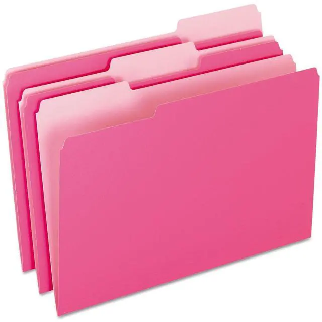 Main image of Two-Tone Color File Folders, Legal Size, Pink, 1/3 Cut, 100/BX (153 PIN)