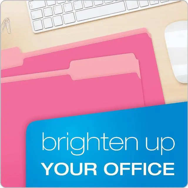 Alt view image 6 of 6 - Two-Tone Color File Folders, Legal Size, Pink, 1/3 Cut, 100/BX (153 PIN)