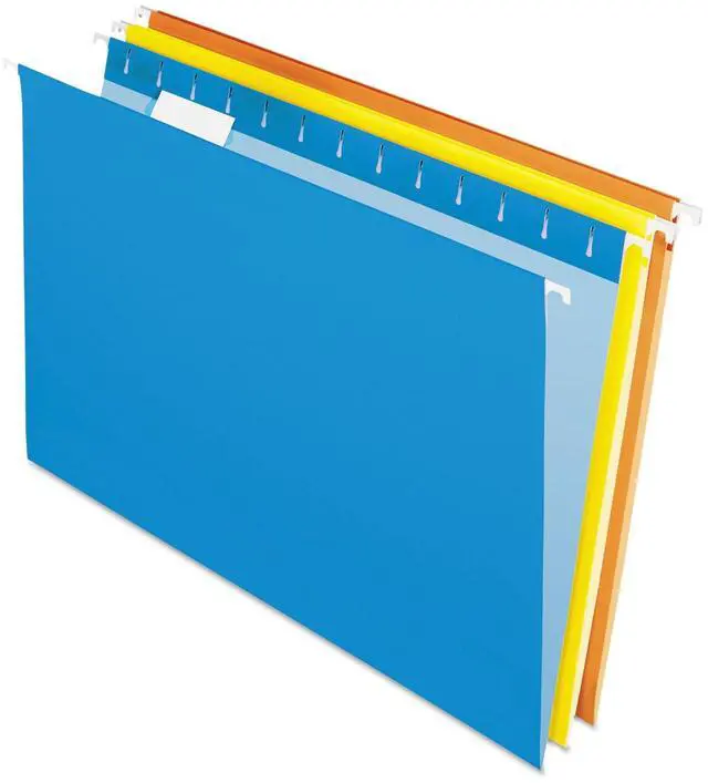 Main image of Recycled Hanging Folders, Legal Size, Assorted Colors, 1/5 Cut, 25/BX (81632)