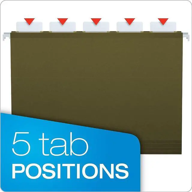 Alt view image 3 of 7 - Ready-Tab Reinforced Hanging File Folders, Letter Size, Standard Green, 5 Tab, 25/BX (42590)