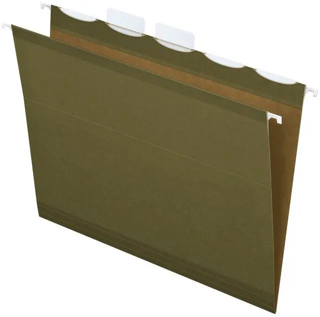 Main image of Ready-Tab Reinforced Hanging File Folders, Letter Size, Standard Green, 5 Tab, 20/BX (42890)