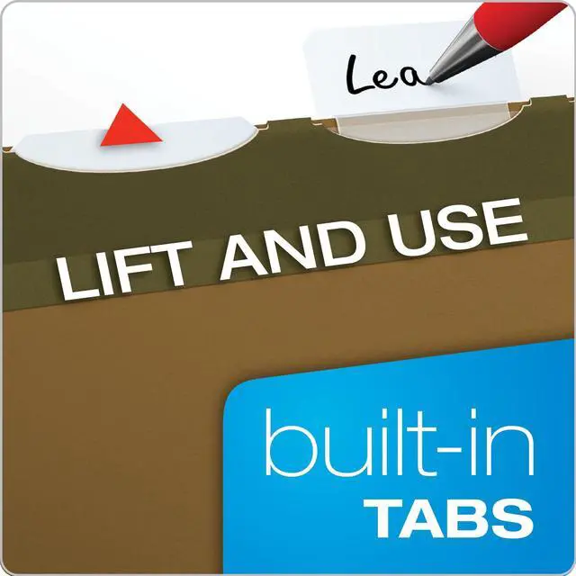 Alt view image 2 of 7 - Ready-Tab Reinforced Hanging File Folders, Letter Size, Standard Green, 5 Tab, 20/BX (42890)