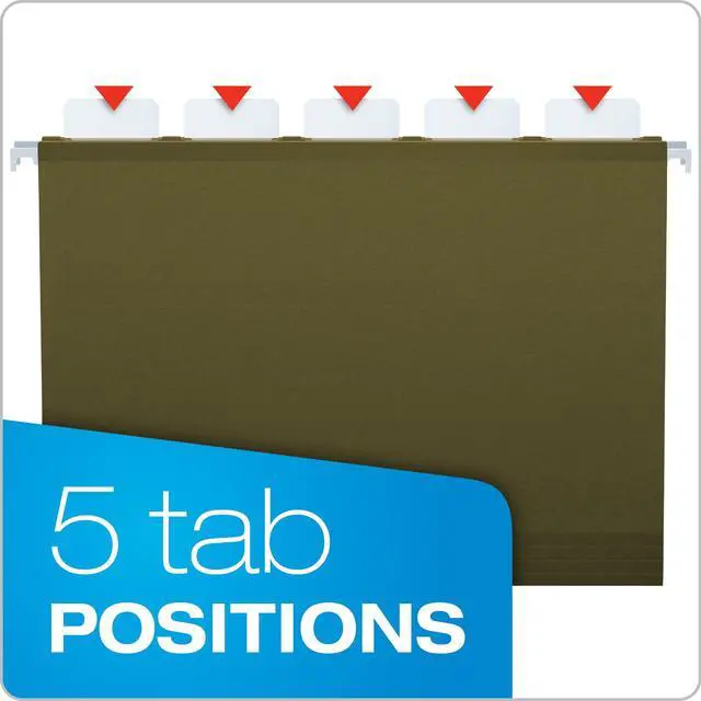 Alt view image 3 of 7 - Ready-Tab Reinforced Hanging File Folders, Letter Size, Standard Green, 5 Tab, 20/BX (42890)
