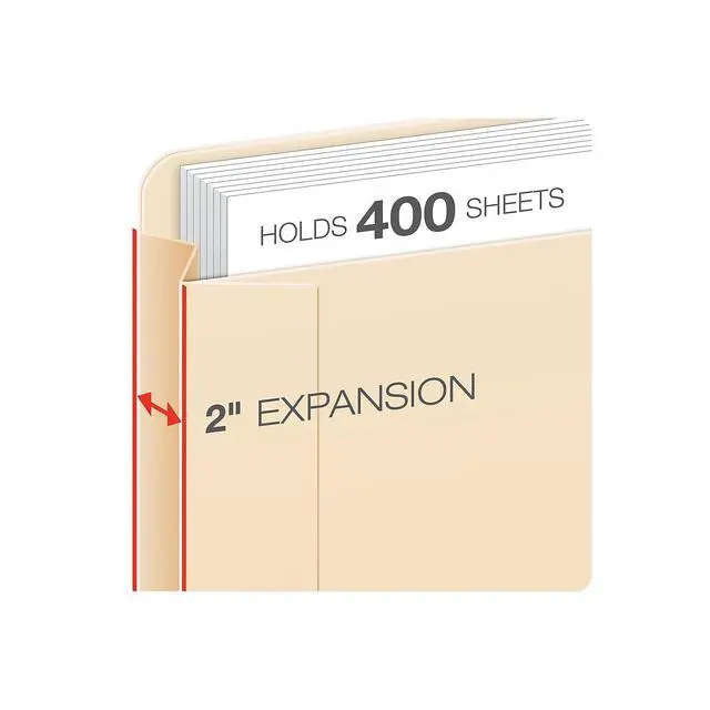 Alt view image 2 of 5 - File Jackets, Legal Size, Manila, 2" Expansion, Reinforced Straight-Cut Tabs with Thumb Cut, 50 Per Box (23200EE), Beige