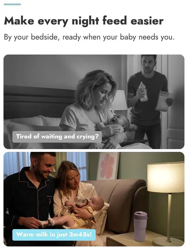 Alt view image 2 of 7 - Portable Bottle Warmer Fast Heating Baby Bottle Warmer on The Go, Wide Mouth & Smart Temperature Control, Car & Outdoor Feeding, Spodumene Purple