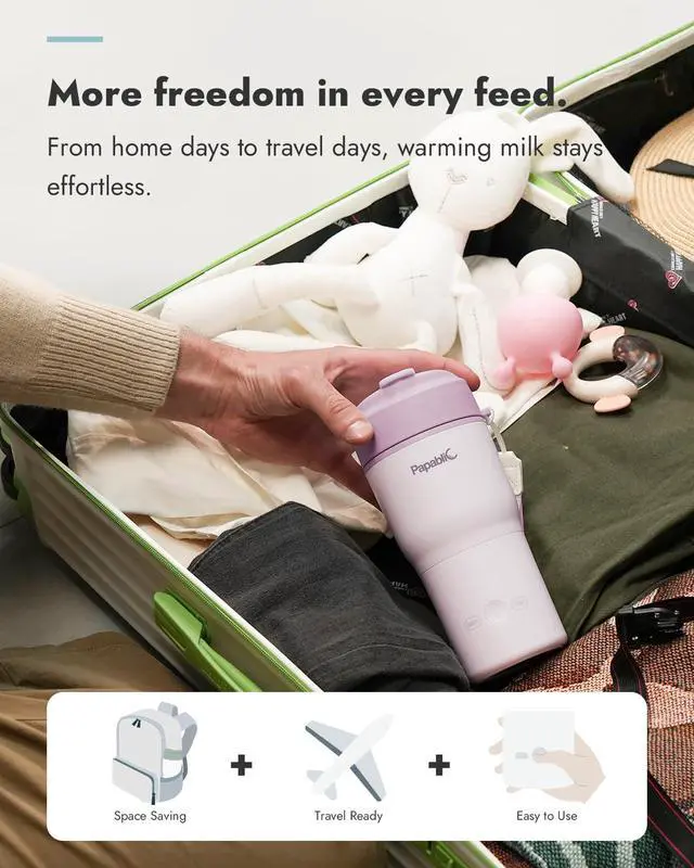 Alt view image 3 of 7 - Portable Bottle Warmer Fast Heating Baby Bottle Warmer on The Go, Wide Mouth & Smart Temperature Control, Car & Outdoor Feeding, Spodumene Purple