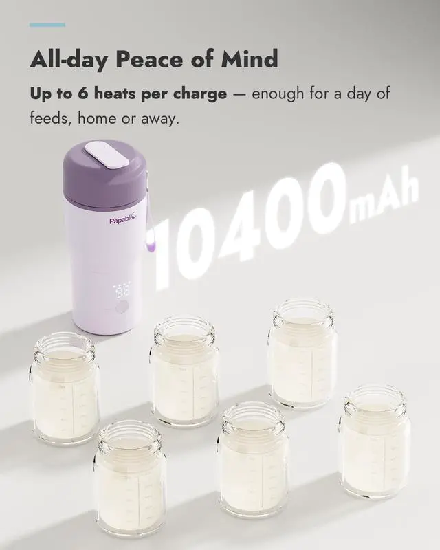 Alt view image 5 of 7 - Portable Bottle Warmer Fast Heating Baby Bottle Warmer on The Go, Wide Mouth & Smart Temperature Control, Car & Outdoor Feeding, Spodumene Purple