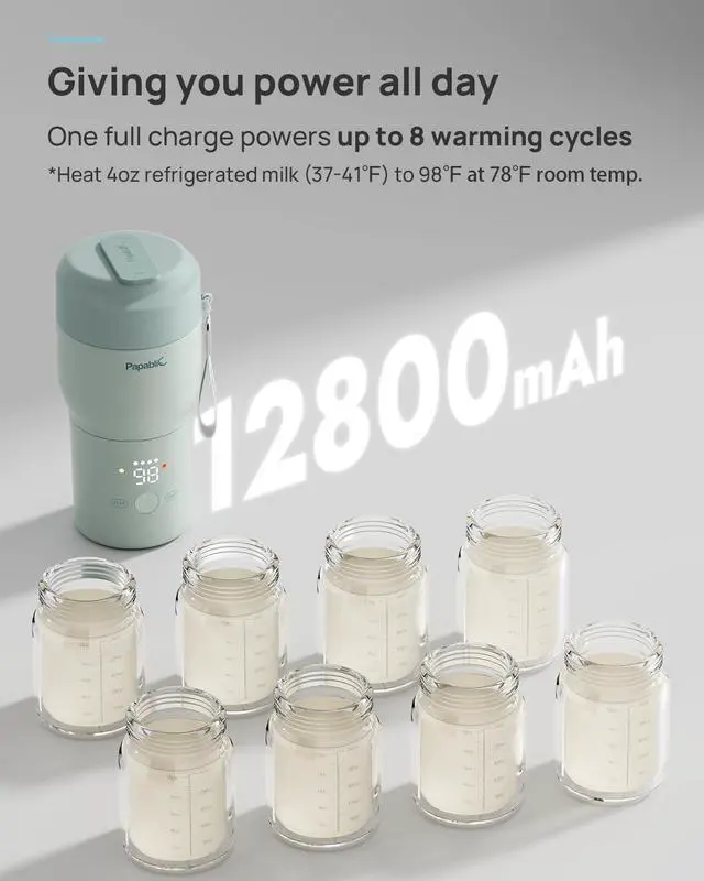 Alt view image 5 of 7 - Portable Bottle Warmer Pro for Travel 115W Fast Heating, Built-in Sterilizer, 5 Temp Settings, Baby Milk Warmer On The Go and Keep Nutrition for Breastmilk & Formula, Mint Green