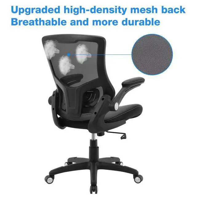 Alt view image 5 of 7 - Office Chair Ergonomic Desk Chair, Computer PU Leather Home Office Chair, Swivel Mesh Back Adjustable Lumbar Support Flip-up Arms Executive Task Chair