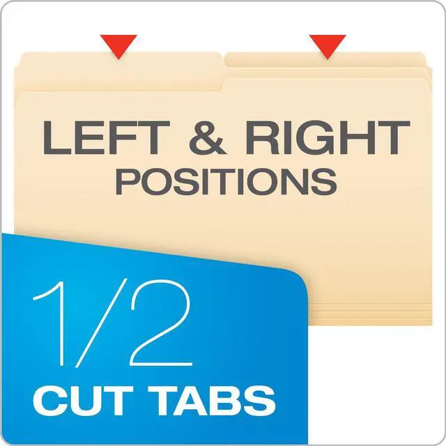 Alt view image 2 of 6 - File Folders, Legal Size, Manila, 1/2 Cut, 100/BX (753 1/2)