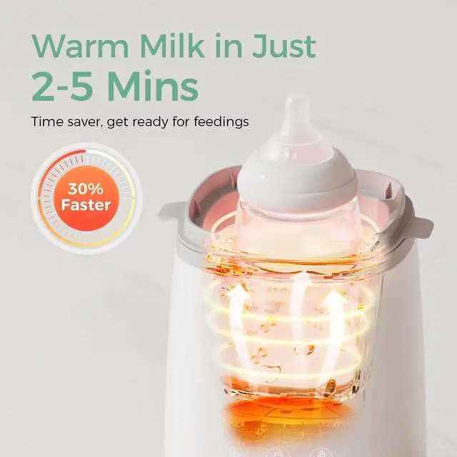 Alt view image 2 of 7 - Bottle Warmer, Fast Bottle Warmers for All Bottles with Timer, Accurate Temperature Control and Automatic Shut-Off, No Lid Required for Heating, White-Gray