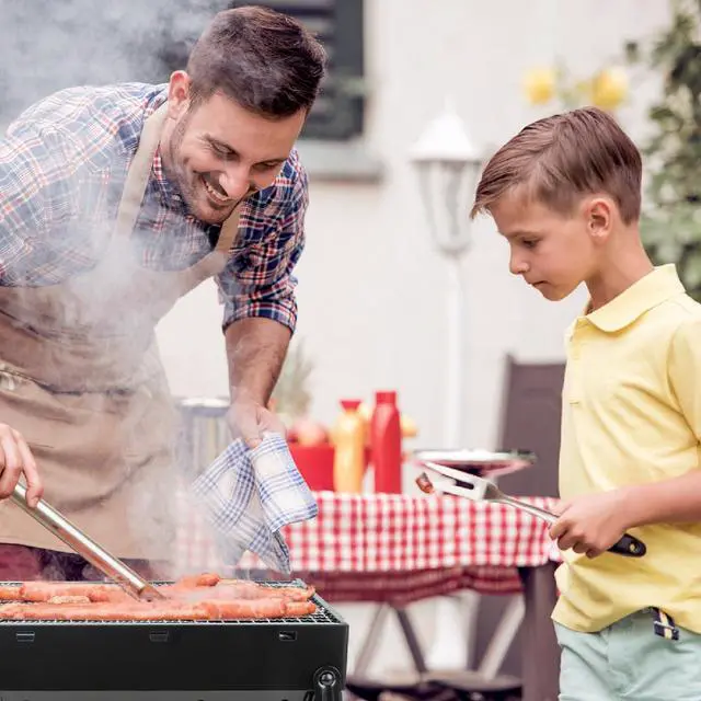 Alt view image 7 of 7 - BBQ Barbecue Grill, Portable Folding Charcoal Barbecue Desk Tabletop Outdoor Stainless Steel Smoker BBQ for Picnic Garden Terrace Camping Travel