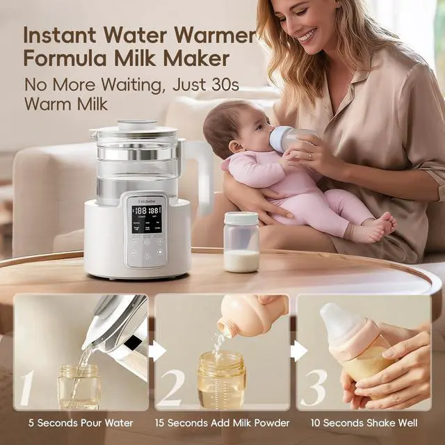 Alt view image 2 of 7 - Instant Water Warmer, Baby Bottle Warmer with Faster Cooling Fan and LCD Display, Baby Milk Warmer, Electric Kettle with 6 Temperature Control Presets, Breastmilk Warmer, Boil Tea, Coffee