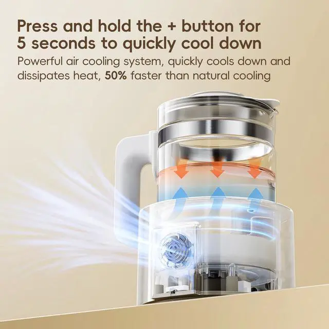 Alt view image 5 of 7 - Instant Water Warmer, Baby Bottle Warmer with Faster Cooling Fan and LCD Display, Baby Milk Warmer, Electric Kettle with 6 Temperature Control Presets, Breastmilk Warmer, Boil Tea, Coffee