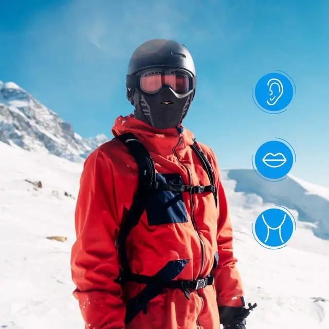 Alt view image 4 of 7 - Winter Windproof Fleece Ski Mask Balaclava Headwear Motorcycle Thermal Face Mask Bandanas Black