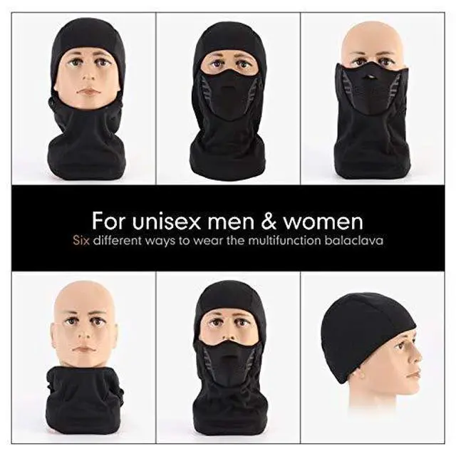 Alt view image 7 of 7 - Winter Windproof Fleece Ski Mask Balaclava Headwear Motorcycle Thermal Face Mask Bandanas Black