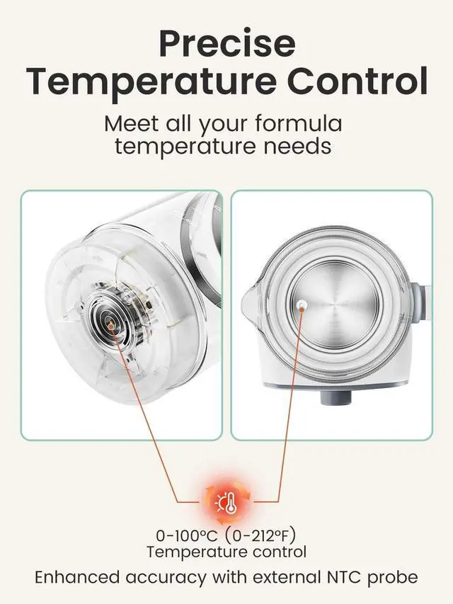 Alt view image 4 of 7 - Baby Instant Warmer, Glass Water Boiler with Accurate Temperature Control for Formula, Coffee and Tea, 1.3 Liter Electric Kettle with LCD Display and Timer