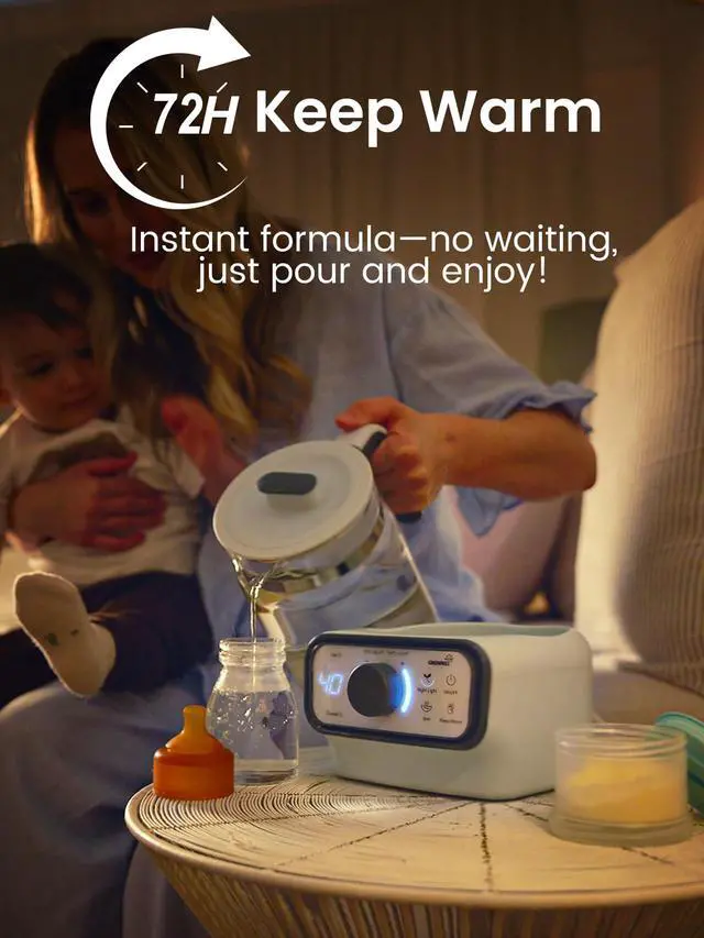 Alt view image 5 of 7 - Baby Instant Warmer, Glass Water Boiler with Accurate Temperature Control for Formula, Coffee and Tea, 1.3 Liter Electric Kettle with LCD Display and Timer