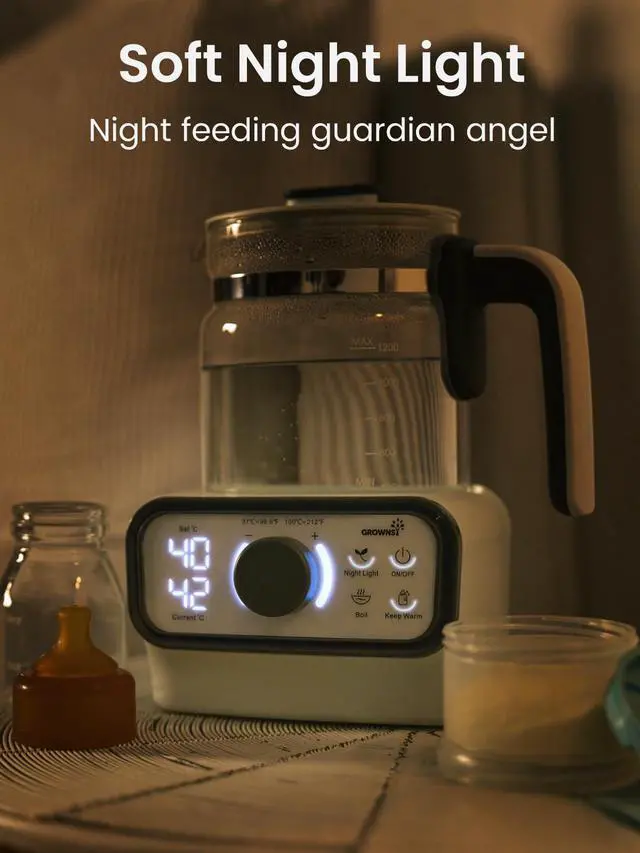 Alt view image 6 of 7 - Baby Instant Warmer, Glass Water Boiler with Accurate Temperature Control for Formula, Coffee and Tea, 1.3 Liter Electric Kettle with LCD Display and Timer