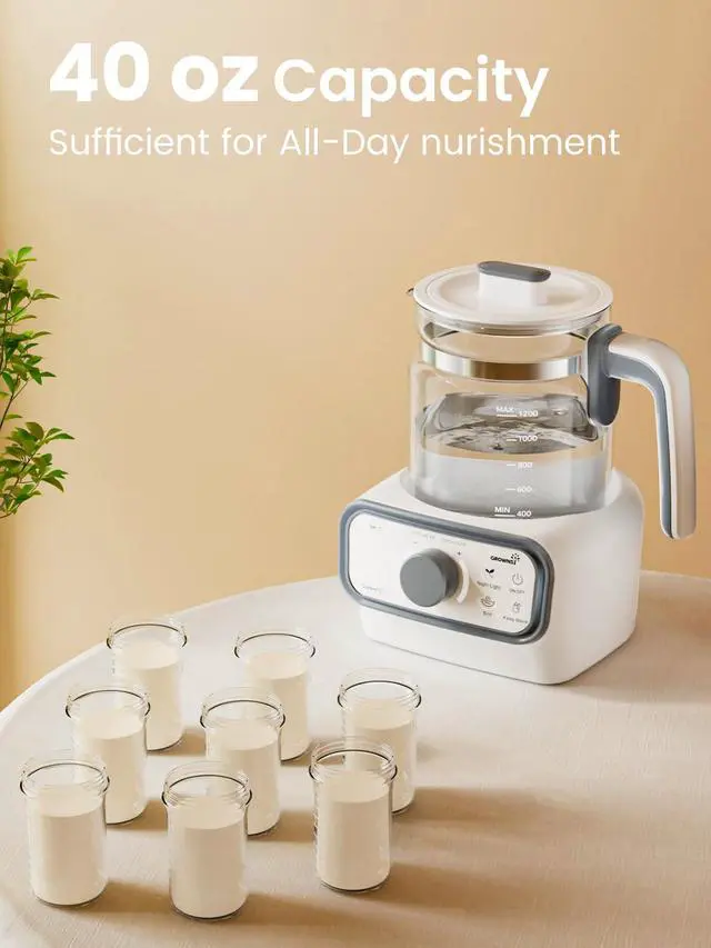 Alt view image 7 of 7 - Baby Instant Warmer, Glass Water Boiler with Accurate Temperature Control for Formula, Coffee and Tea, 1.3 Liter Electric Kettle with LCD Display and Timer