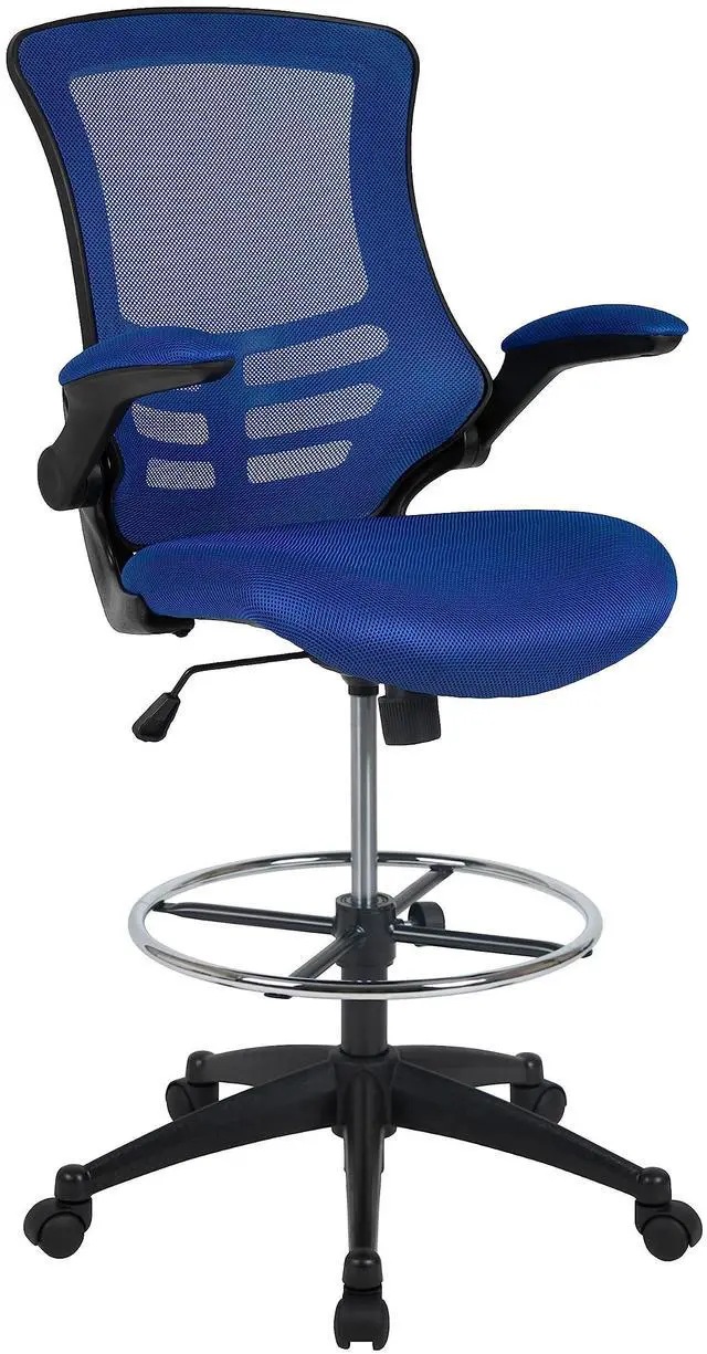 Main image of Kelista Mid-Back Swivel Office Chair with Adjustable Seat Height, Ergonomic Mesh Desk Chair with Flip-Up Armrests, Blue