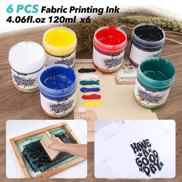 Alt view image 3 of 6 - 49pcs All-in-One Screen Printing Kit with, 3 Size Wood Screen Printing Frames, 6 Colors Screen Printing Ink,10 A4 Size Inkjet Transparency Films