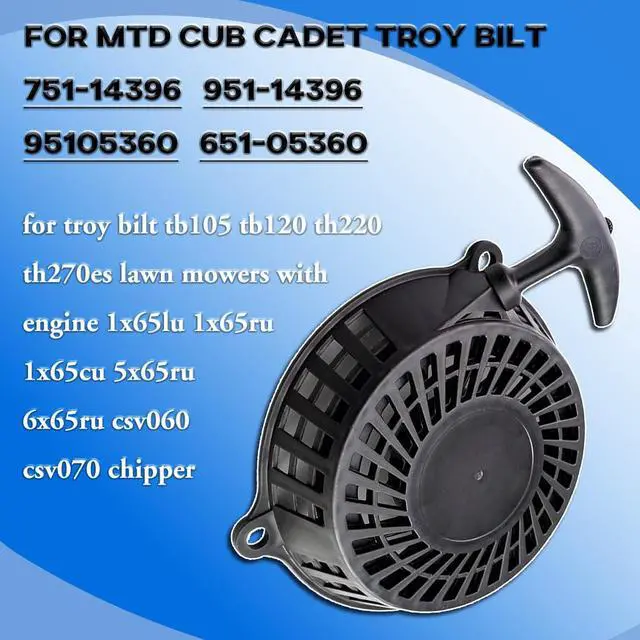 Alt view image 4 of 7 - 951-14396 751-14396 Recoil Starter Assembly for MTD Cub Cadet Ryobi Troy Bilt TB105 TB120 TB220 TB270ES SC100 ST100 SC500 SC100HW SC300HW Self Propelled Lawn Mower Model 1X65LU 1X65RU 1X65CU