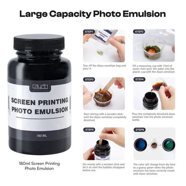 Alt view image 4 of 7 - 57 Pieces All-in-One Screen Printing Kit with 3 Sizes Wood Screen Printing Frames, 15 A4 Size Inkjet Transparency Films, 6 Colors Screen Printing Ink, Photo Emulsion, Squeegee and Scoop Coater