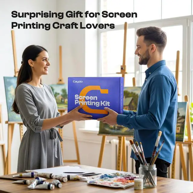 Alt view image 7 of 7 - 57 Pieces All-in-One Screen Printing Kit with 3 Sizes Wood Screen Printing Frames, 15 A4 Size Inkjet Transparency Films, 6 Colors Screen Printing Ink, Photo Emulsion, Squeegee and Scoop Coater