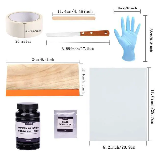 Alt view image 4 of 7 - 46 Pieces Screen Printing Kit with 4 Color Screen Printing Ink, 2 Size Screen Printing Frame and Squeegees for Screen Printing